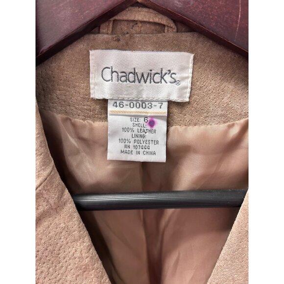 Chadwicks Vintage 90s Y2K Womens Genuine Suede Leather Blazer Jacket Size 6 Tan - Picture 6 of 10